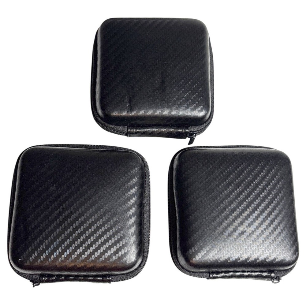 Set of 3 Black Carbon Fiber EVA Hard Shell‎ Electronic Carrying Cases Zippered